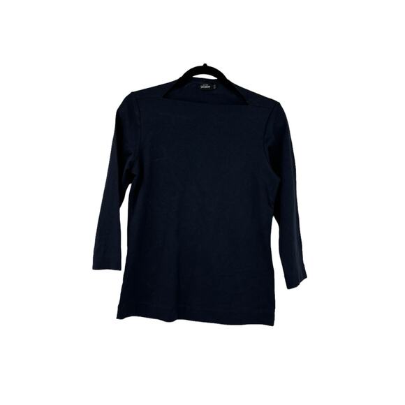 Kate Spade Saturday Top Womens Small Slip Neck Shirt Navy Blue 3/4 Sleeve Cotton - Picture 1 of 5